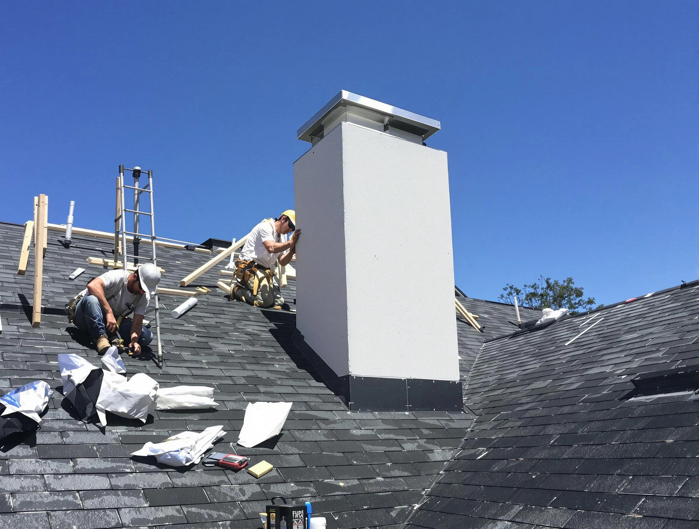 Lochbuie Chimney Sweep crew installing a new chimney in Lochbuie, CO