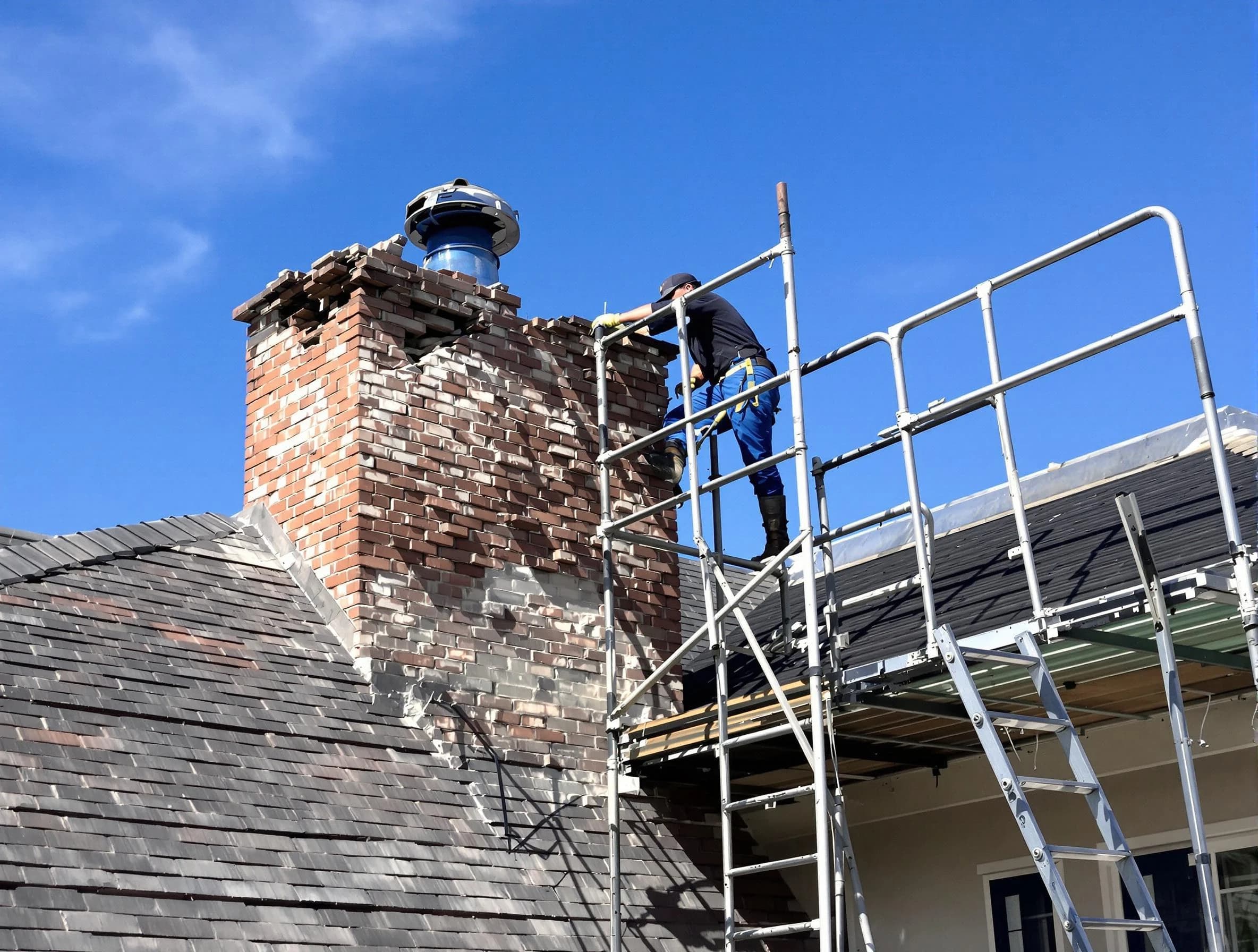 Rebuilding a chimney structure by Lochbuie Chimney Sweep in Lochbuie, CO