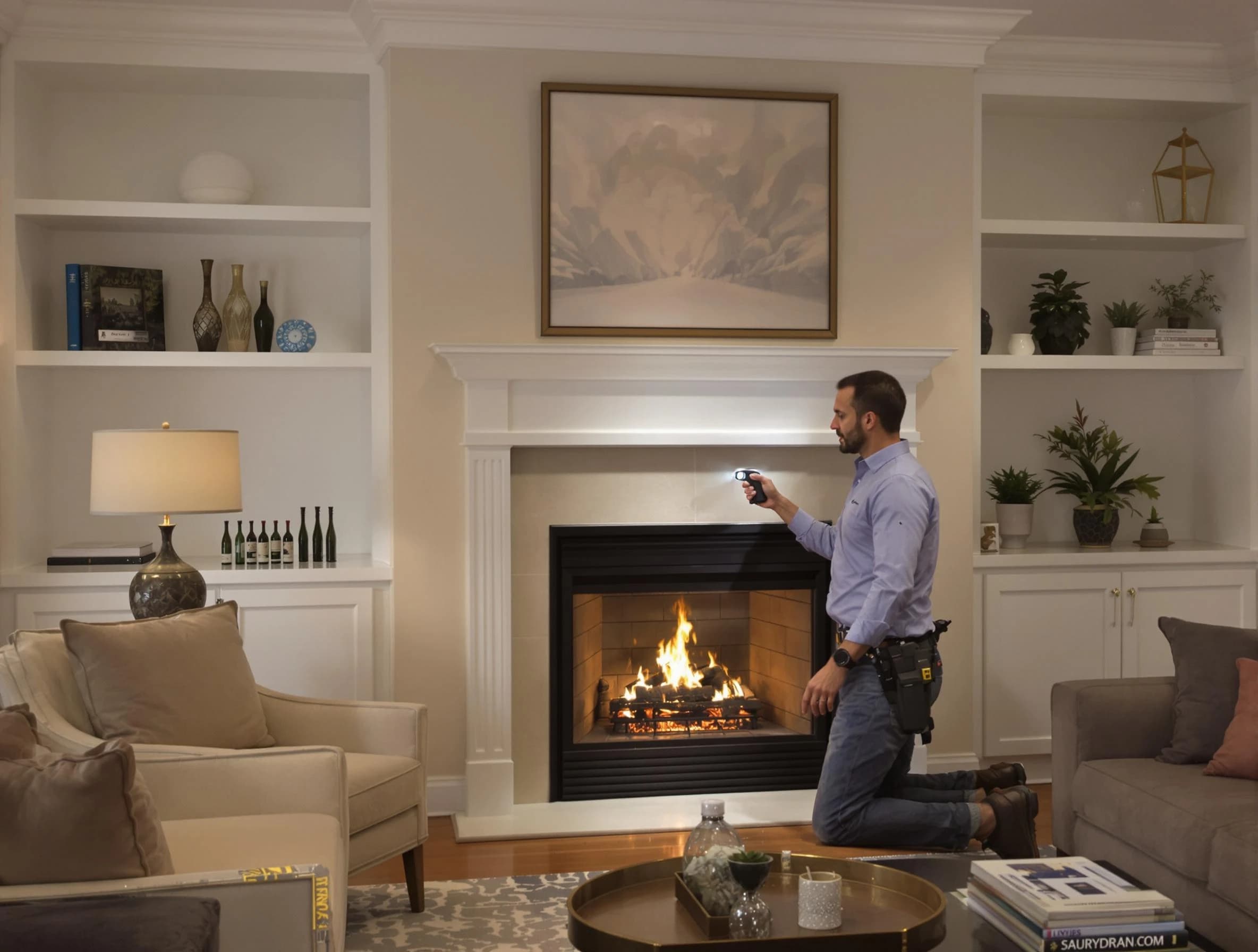 Lochbuie Chimney Sweep conducting a fireplace safety inspection in Lochbuie, CO