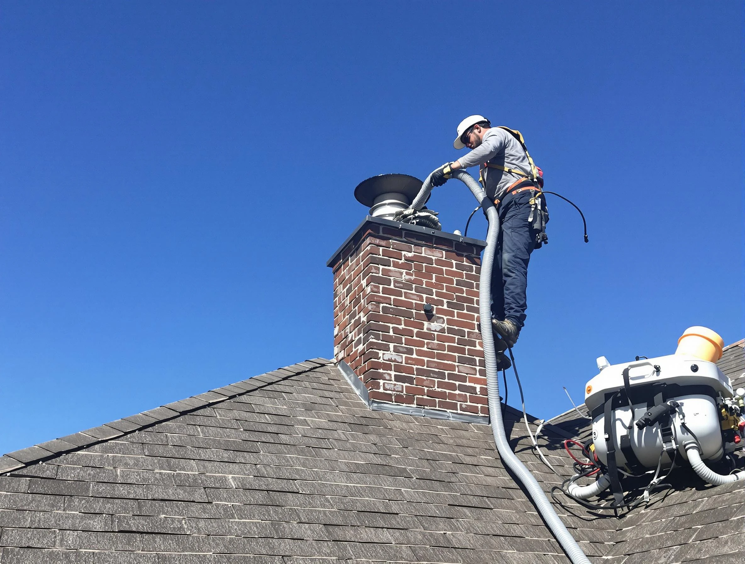 Dedicated Lochbuie Chimney Sweep team member cleaning a chimney in Lochbuie, CO