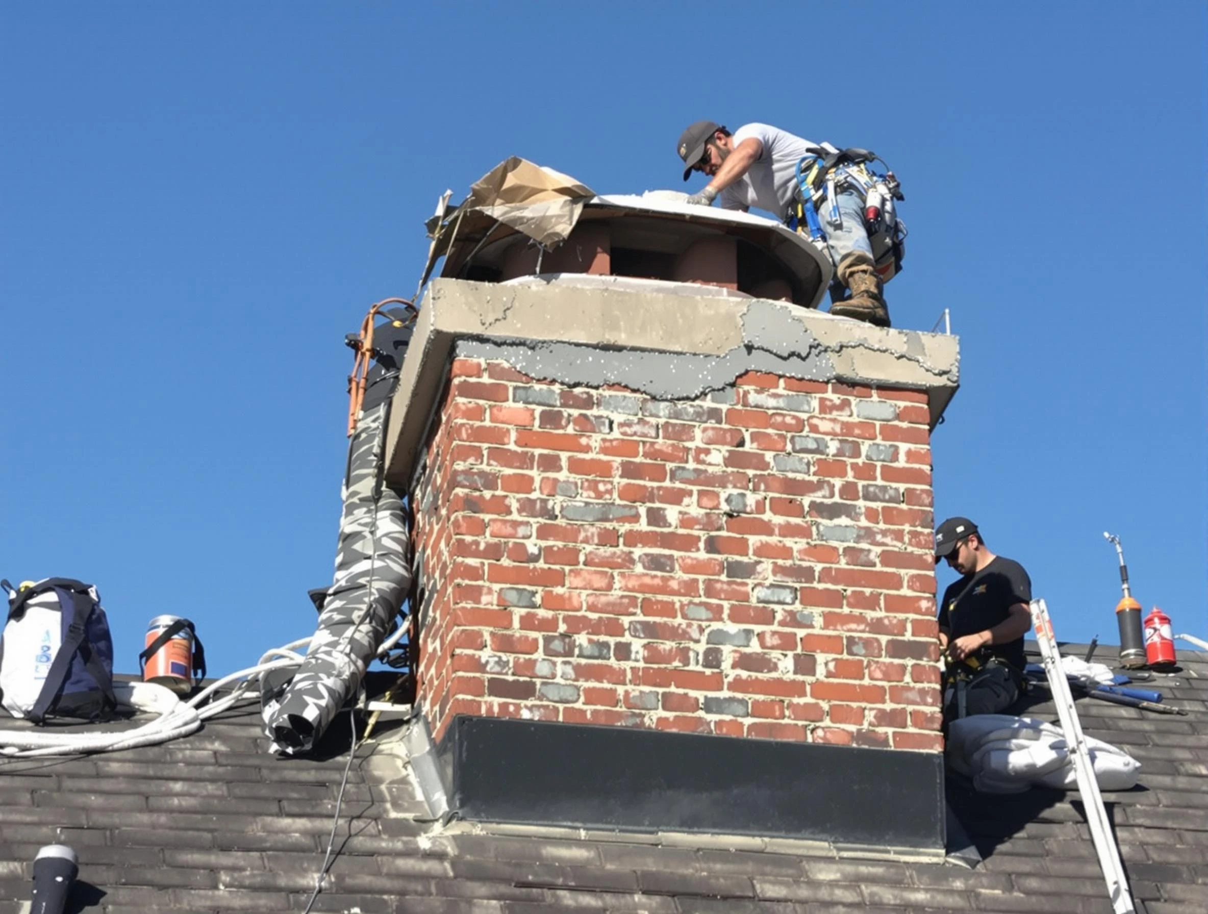 Lochbuie Chimney Sweep installing a custom chimney crown in Lochbuie, CO