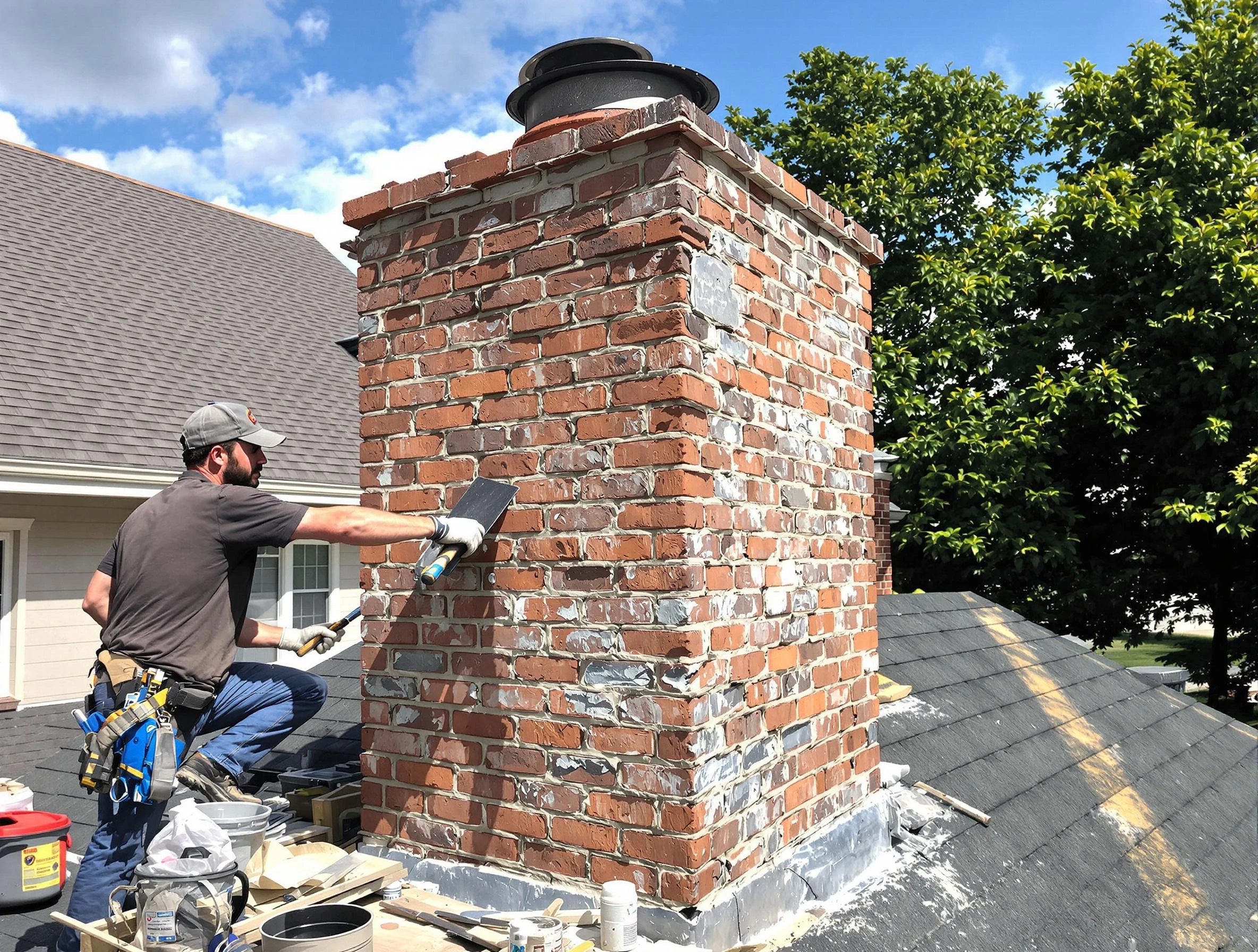 Completed chimney rebuild by Lochbuie Chimney Sweep in Lochbuie, CO
