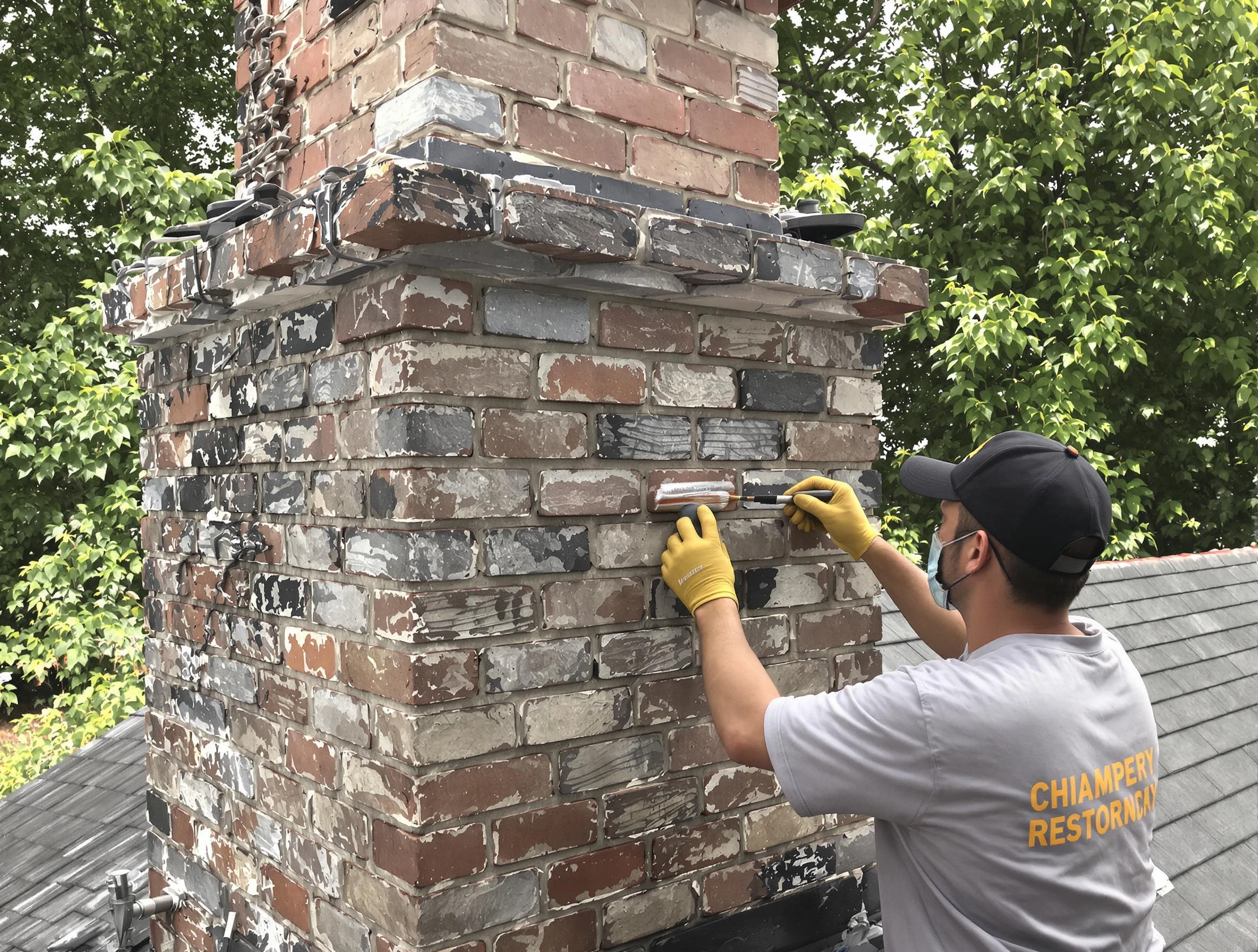 In-progress chimney restoration by Lochbuie Chimney Sweep in Lochbuie, CO